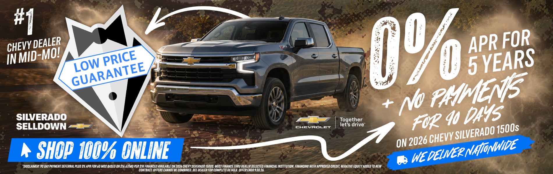 0% APR For 5 Years + No Payments For 90 Days On 2026 Chevy Silverado 1500s