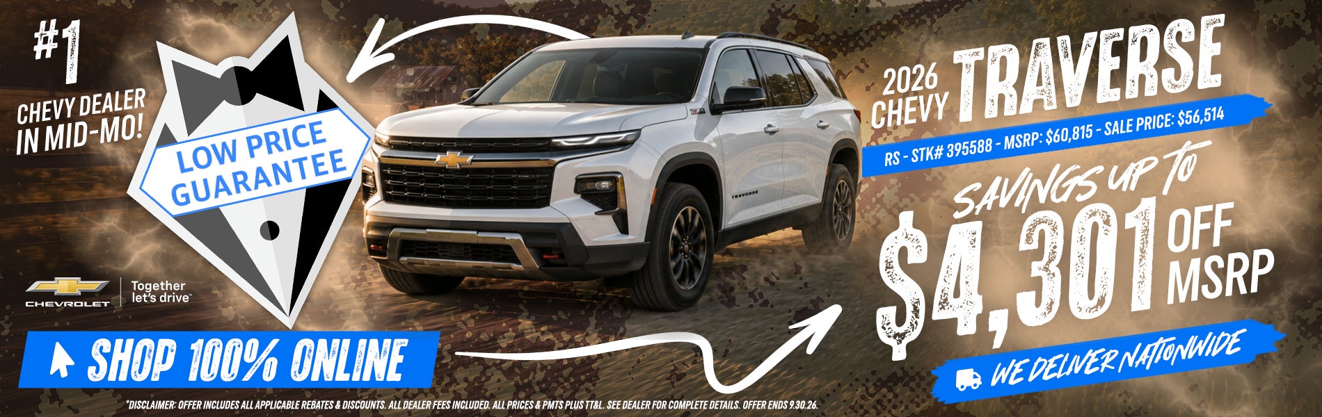 2026 Chevy Traverse - Savings Up To $4,301 Off MSRP