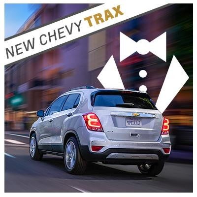 New Gray Chevy Trax with tuxedo graphic background